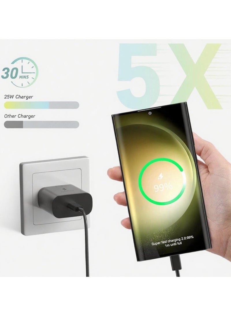 Concretization Fast Charger Compatible with Samsung- 25W USB C Wall Charger with 6FT C to C Cable, Fast Charger Type C, USB C Plug, Fast Charging for Samsung Ultra S25/S24/S23/S22/S21,Galaxy A54,Note20 - Image 3