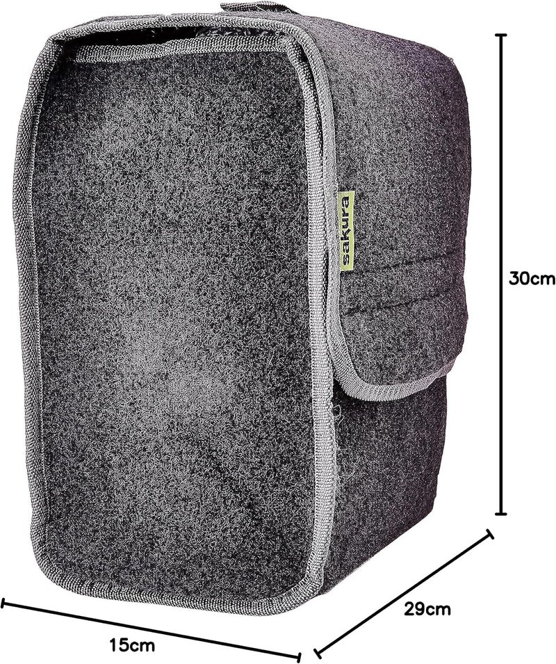 Sakura Small Flip-Top Boot Organiser for Cars - Dark Grey Carpet Material, 29 x 15 x 30 cm - Image 4