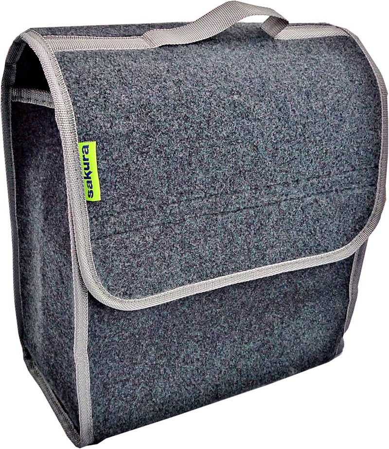 Sakura Small Flip-Top Boot Organiser for Cars - Dark Grey Carpet Material, 29 x 15 x 30 cm - Image 1