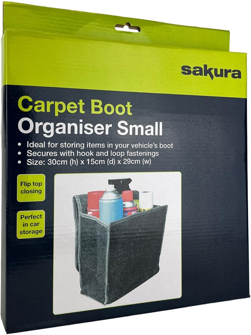 Sakura Small Flip-Top Boot Organiser for Cars - Dark Grey Carpet Material, 29 x 15 x 30 cm - Image 2