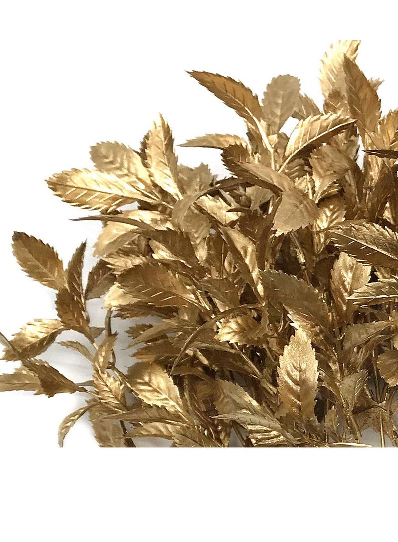 SYOSI Artificial Plants Decoration, 2 Pack Plastic Grass Fake Shrubs, Simulation Leaves Indoor Outdoor Home, Garden Planter Filler Party Hotel, Verandah Wedding UV Resistant DIY Decor, Gold - Image 4