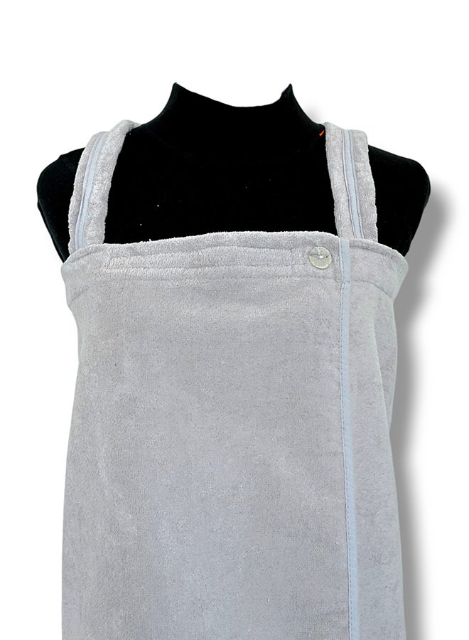 SAF by ARAMS Shower Wrap Towel – 100% Cotton, Soft & Super Absorbent, Free Size With Adjustable Straps In Off-White Color  - Image 2