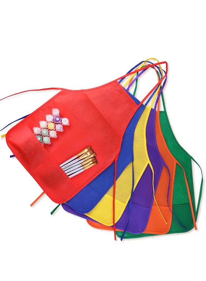 KUUQA Kids Art Apron with Two Pockets Children Painting Smocks Bulk for Craft Home Kitchen Classroom Painting Supplies (12, 6 colors) - Image 1
