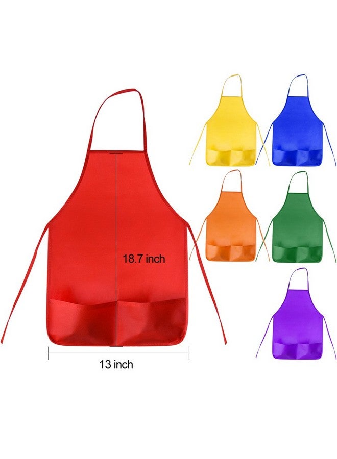 KUUQA Kids Art Apron with Two Pockets Children Painting Smocks Bulk for Craft Home Kitchen Classroom Painting Supplies (12, 6 colors) - Image 3