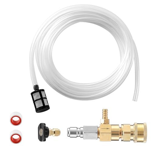JOEJET Downstream Injector for Pressure Washer Fixed Chemical Injector Kit with 38 Inch Quick Connect 10 Ft Siphon Hose 23 GPM - Image 1