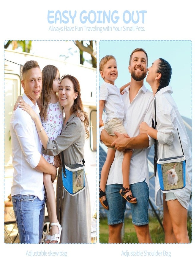 NOONEAU Small Animal Carrier Backpack with Water Bottle, Travel Portable Guinea Pig Hamster Bunny Carrier Sling Pouch, Clear Window Breathable Pet Carrier for Hedgehog Sugar Glider Chinchilla Rat (Gray-Blue) - Image 4