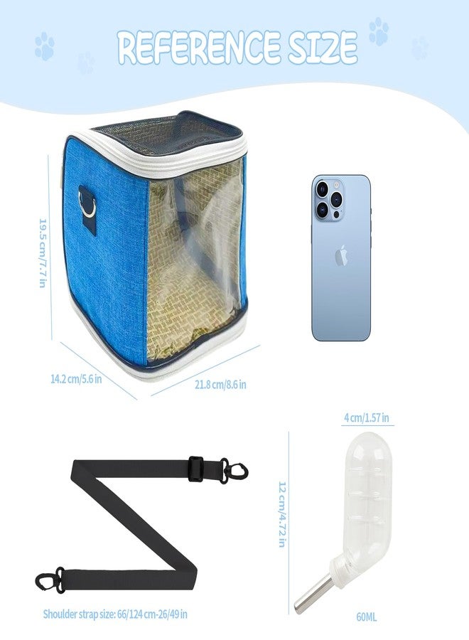 NOONEAU Small Animal Carrier Backpack with Water Bottle, Travel Portable Guinea Pig Hamster Bunny Carrier Sling Pouch, Clear Window Breathable Pet Carrier for Hedgehog Sugar Glider Chinchilla Rat (Gray-Blue) - Image 3