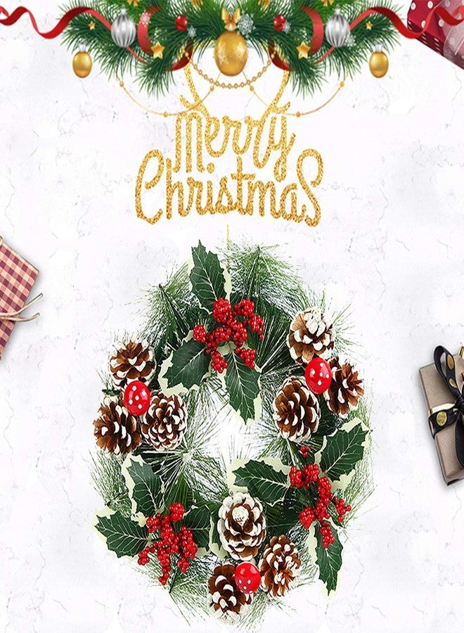 أكروند إكليل عيد الميلاد من أكروندي، مقاس 12 بوصة، مصنوع يدويًا من التوت والزهور، إكليل ريفي للباب الأمامي، مزين بزخارف متنوعة، زينة عيد الميلاد - Image 3