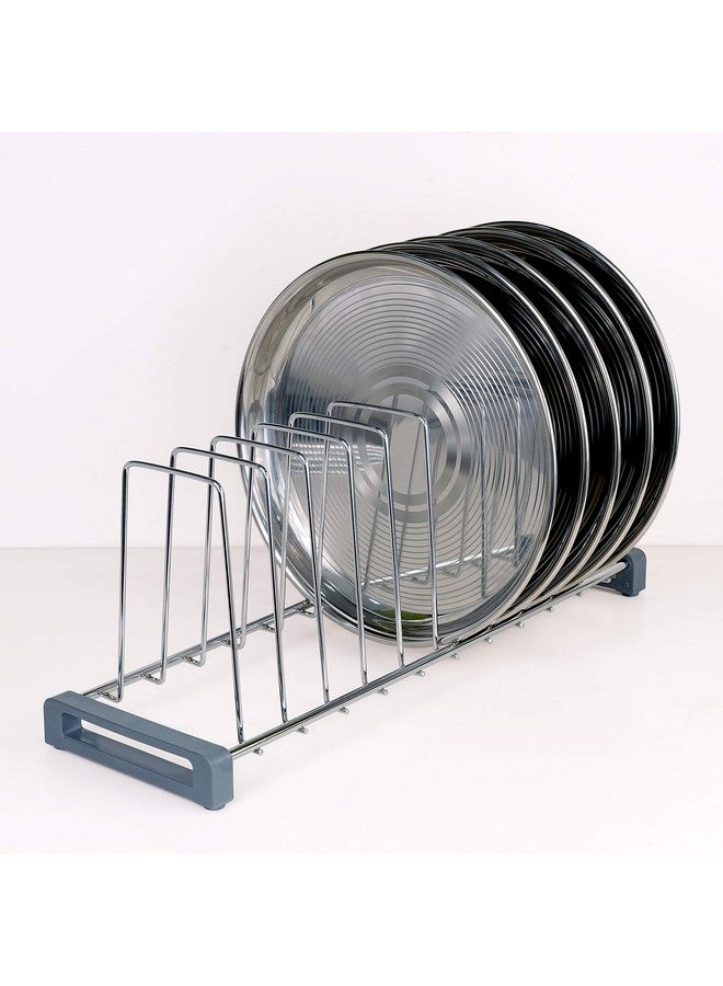 LAPO 20 inch Stainless Steel Multipurpose Kitchen Plate Rack, Thali Rack, Dish Rack Stand, 10 Sections- Chrome Finish- Height-8 Inch (20 Inch Rack for 22 Inch Tandem Box) Pack of 1 - Image 1