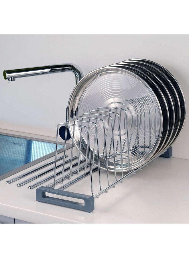 LAPO 20 inch Stainless Steel Multipurpose Kitchen Plate Rack, Thali Rack, Dish Rack Stand, 10 Sections- Chrome Finish- Height-8 Inch (20 Inch Rack for 22 Inch Tandem Box) Pack of 1 - Image 4