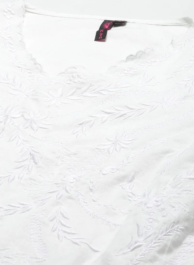 آي شين بلوزة نسائية قطنية بيضاء بتصميم ذاتي -