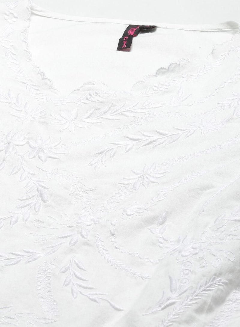 آي شين بلوزة نسائية قطنية بيضاء بتصميم ذاتي - - Image 2