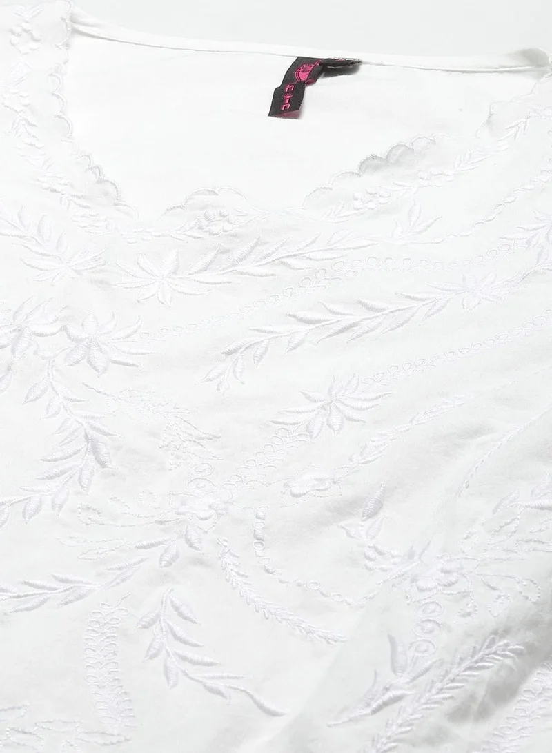 آي شين بلوزة نسائية قطنية بيضاء بتصميم ذاتي -