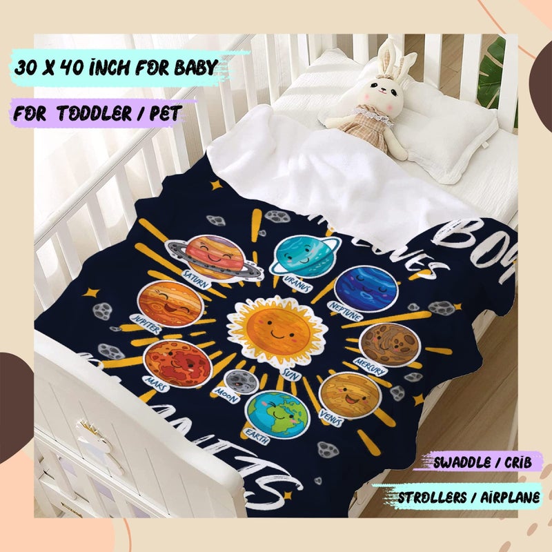 ARTBLANKET Just A Boy Who Loves Planets & Solar System Throw Blanket Fannel Fleece Super Soft Funny Blanket Travel Throw Blanket for Bed Couch Sofa 40 x 50 Inch for Kid - Image 2
