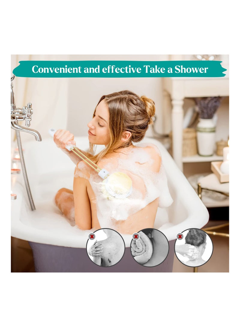 Zikra 3 in 1 Bath Body Brush, Multifunctional Shower Brush Long-Handled Body Scrubbe Pumice Stone Bath Brush Dual-Sided Exfoliating Brush Loofah Back Cleanser for Men and Women Exfoliate Massage - Image 3