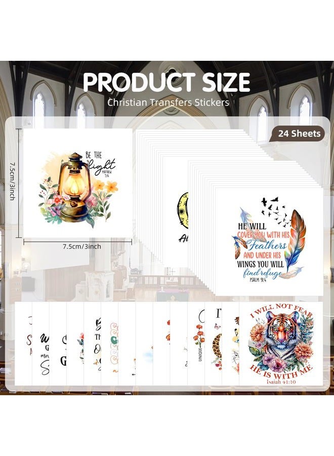 ZMRU 24 Sheets Vintage Christian Rub On Transfers for Crafts, Bible Verse Stickers for Wood,Furniture Decals, Glass Candle Holder, Porcelain, Led Candles, Sympathy Gifts, Fabric Projects,3 * 3inch - Image 2