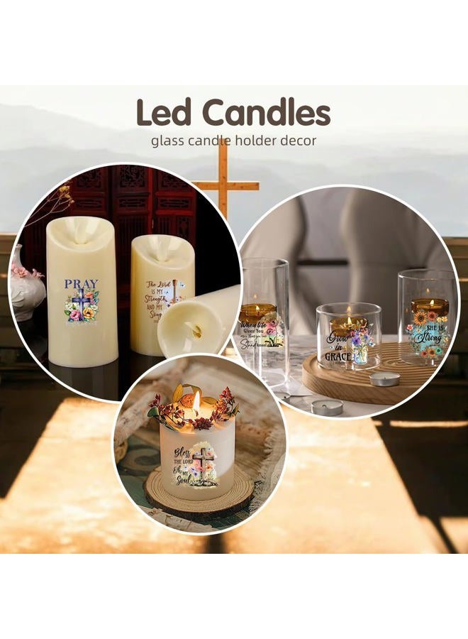 ZMRU 24 Sheets Vintage Christian Rub On Transfers for Crafts, Bible Verse Stickers for Wood,Furniture Decals, Glass Candle Holder, Porcelain, Led Candles, Sympathy Gifts, Fabric Projects,3 * 3inch - Image 3