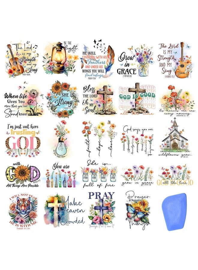 ZMRU 24 Sheets Vintage Christian Rub On Transfers for Crafts, Bible Verse Stickers for Wood,Furniture Decals, Glass Candle Holder, Porcelain, Led Candles, Sympathy Gifts, Fabric Projects,3 * 3inch - Image 1