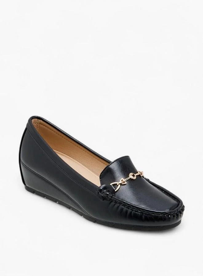 لو كونفورت حذاء لوفر بكعب إسفين معدني