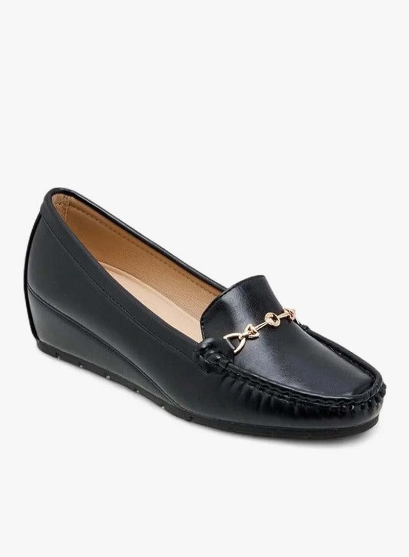 لو كونفورت حذاء لوفر بكعب إسفين معدني