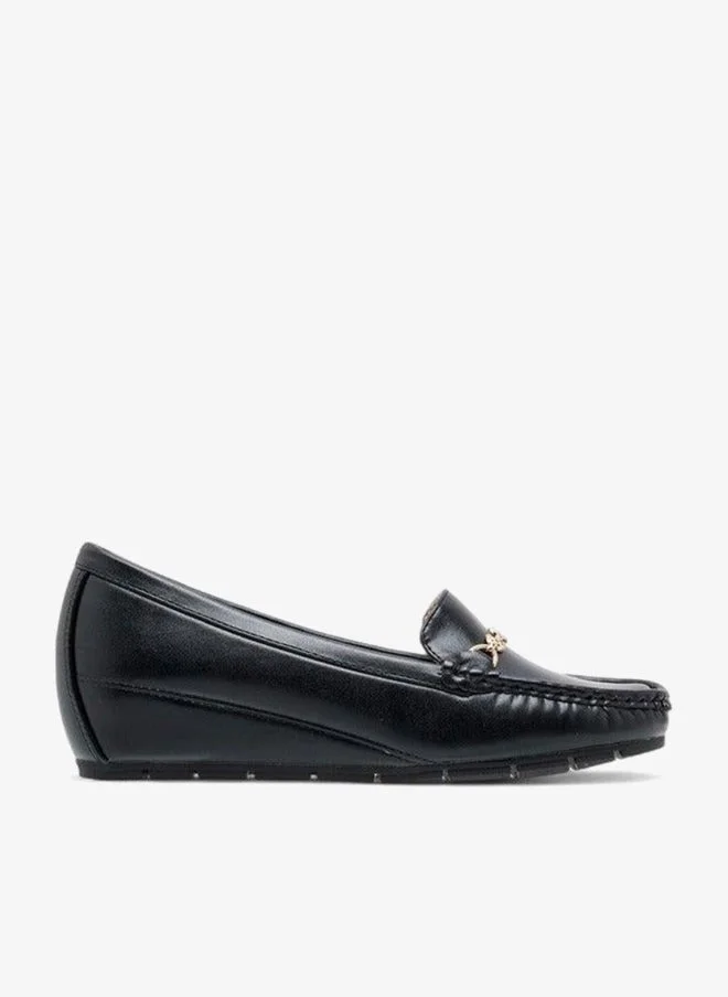 Le Confort BLACK Metal Accent Wedge Heel Loafers for Women | Best Price UAE