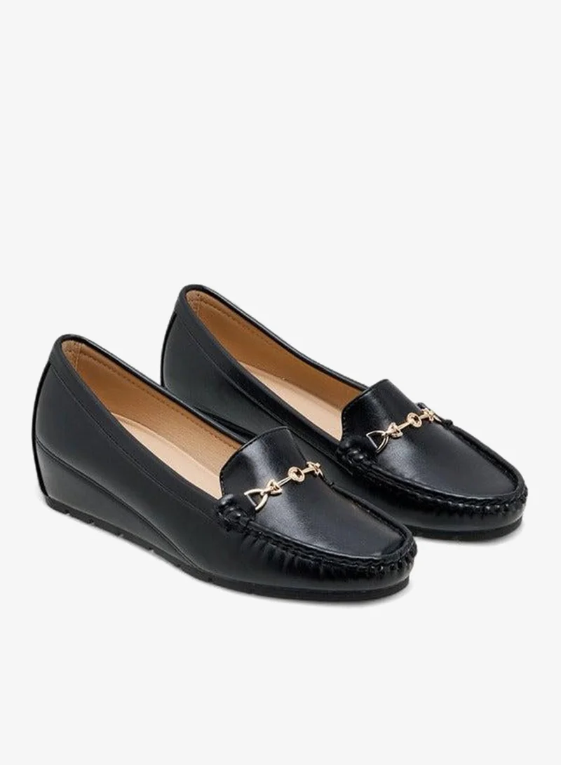 لو كونفورت حذاء لوفر بكعب إسفين معدني