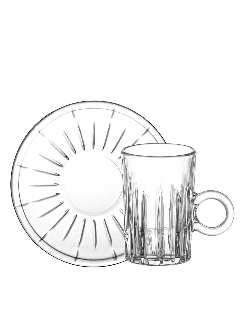 Cuisine Art Doyalex Glass by Cuisine Art Istikan Tea Cup & Saucer Set - 120ml, 12 Pieces, Transparent