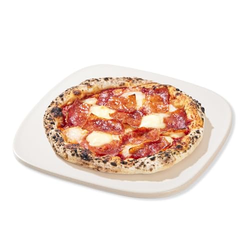 ROCKSHEAT Pizza Stone, 12" x 11" x 0.47" Ceramic Coating & Cordierite Pizza Stones for Oven Grill BBQ, Heavy Duty Non Stick Baking Stone for Pizza & Bread, Unique Shape Design Grilling Stone (White) - Image 1