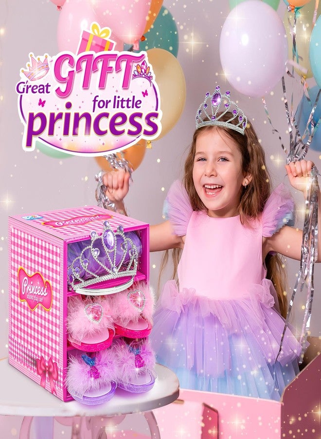 HAIMST Princess Dress Up Shoes Set, Girls Dress Up Toys, Jewelry Boutique Necklace Earrings Crown, Princess Dresses Role Pretend Play Gifts Princess Toys for Girls Aged 3 4 5 6 Years Old - Image 2