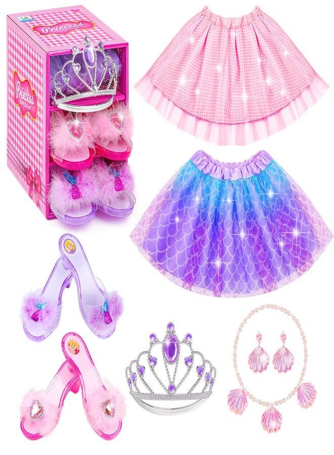 HAIMST Princess Dress Up Shoes Set, Girls Dress Up Toys, Jewelry Boutique Necklace Earrings Crown, Princess Dresses Role Pretend Play Gifts Princess Toys for Girls Aged 3 4 5 6 Years Old - Image 1