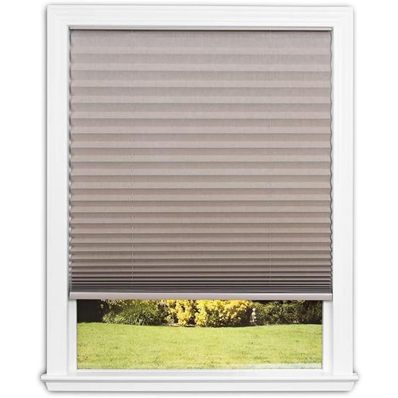 Redi Shade No Tools Easy Lift TrimatHome Cordless Pleated Light Blocking Fabric Shade Natural 30 W x 64 L Fits windows 19 in  30 in