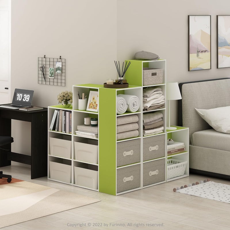 Furinno Luder Bookcase/Book/Storage, 4-Tier, Green/White - Image 1
