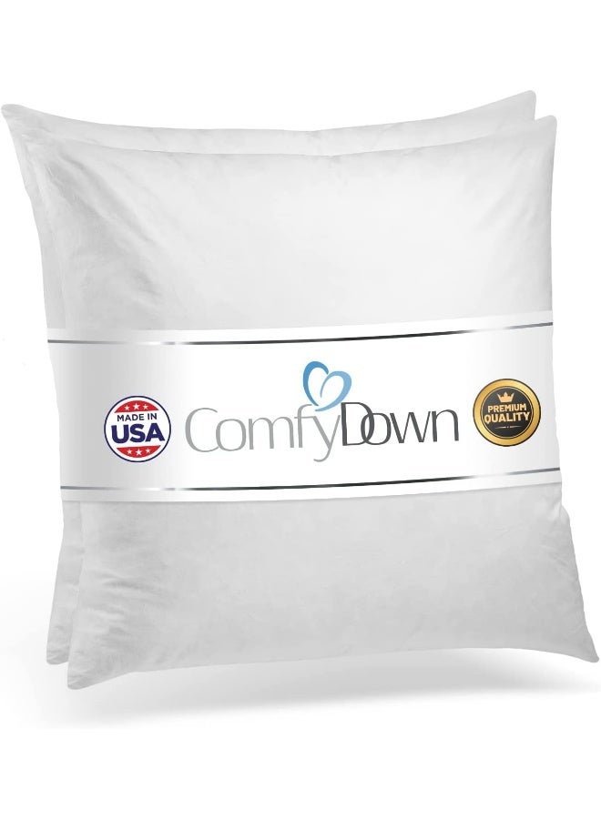 ComfyDown Set of Two 22X22 Decorative Throw Pillow Insert Down and Feathers Fill 100 Cotton Cover 233 Thread Count Square Pillow Insert Made in USA - Image 3