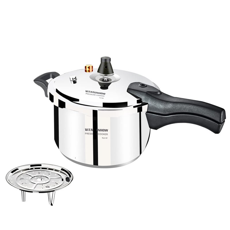 Vitasunhow Stainless Steel Pressure Cooker With Steamer Basket Faster Cooking And Safety Pressure Release 7Liter