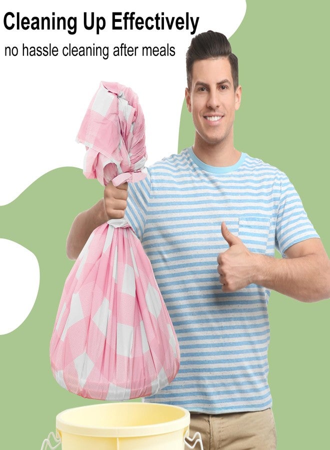 smiry مجموعة سميري من 3 مفارش طاولة للاستخدام مرة واحدة بنقشة مربعات وردية - 54 بوصة × 108 بوصة، مفارش طاولة بلاستيكية متينة، أغطية طاولات مقاومة للماء بنقشة مربعات الجاموس للنزهات والمآدب والحفلات الخارجية - Image 5