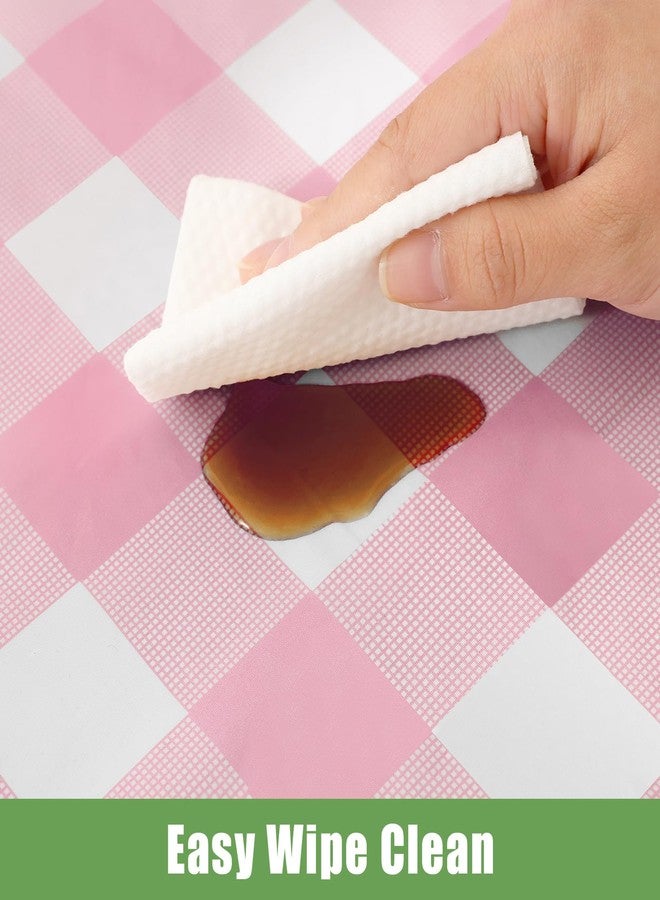 smiry مجموعة سميري من 3 مفارش طاولة للاستخدام مرة واحدة بنقشة مربعات وردية - 54 بوصة × 108 بوصة، مفارش طاولة بلاستيكية متينة، أغطية طاولات مقاومة للماء بنقشة مربعات الجاموس للنزهات والمآدب والحفلات الخارجية - Image 4