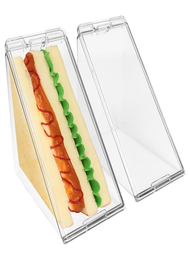 Linkidea 2 Pcs Triangular Sandwich Containers with Cover, Charcuterie Boxes with Clear Lids for Sandwich Storage, Portable Sandwiches Storage Box Fits Picnic, Travel, Work - Image 1