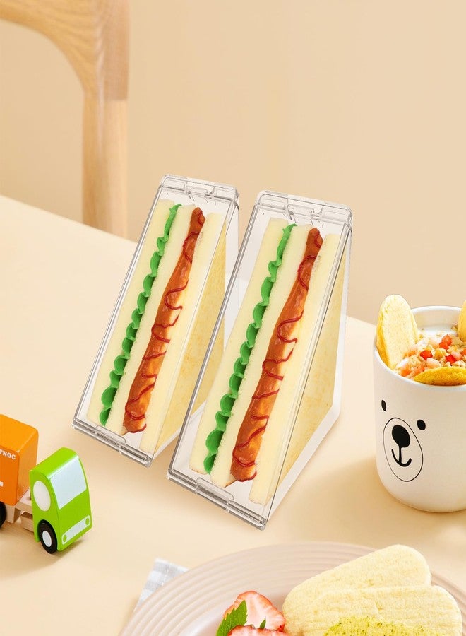 Linkidea 2 Pcs Triangular Sandwich Containers with Cover, Charcuterie Boxes with Clear Lids for Sandwich Storage, Portable Sandwiches Storage Box Fits Picnic, Travel, Work - Image 5
