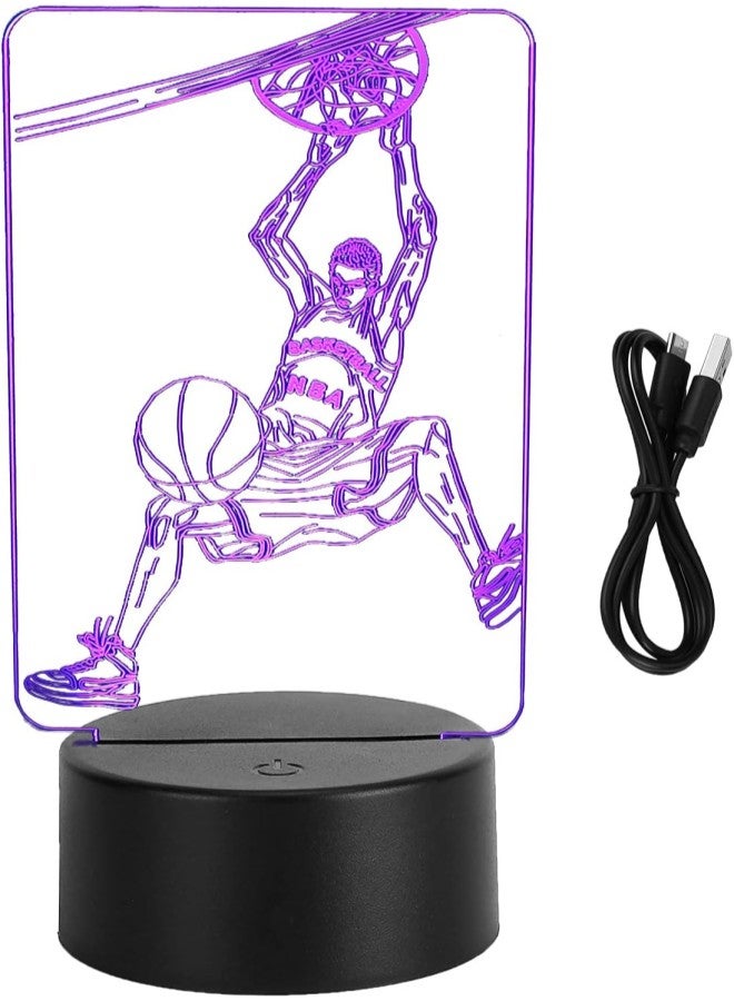 klarako 3 Dimensional Night Light Dunk Pattern Touch LED Bedside Lamp for Bedroom Home - Image 1