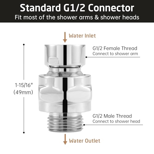 KES Shower Connector Ball Joint Shower Head Swivel Ball Adapter Brass Adjustable Arm Extension Universal Component Polish Chrome, PSB101-CH - Image 3