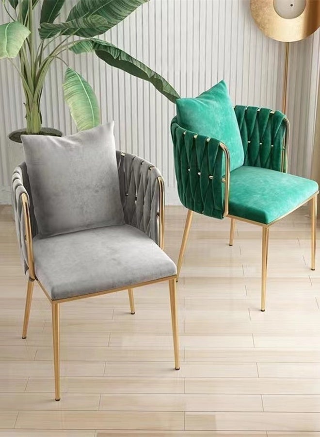 Kutis Metal Makeup Chair Dining Chair Sofa Chair With Throw pillow For Bedroom Living Room Restaurant Velvet Steel 58 x 55 x 76 cm - Image 3