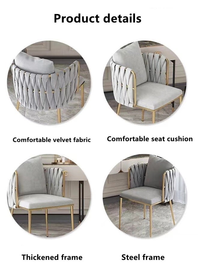 Kutis Metal Makeup Chair Dining Chair Sofa Chair With Throw pillow For Bedroom Living Room Restaurant Velvet Steel 58 x 55 x 76 cm - Image 5