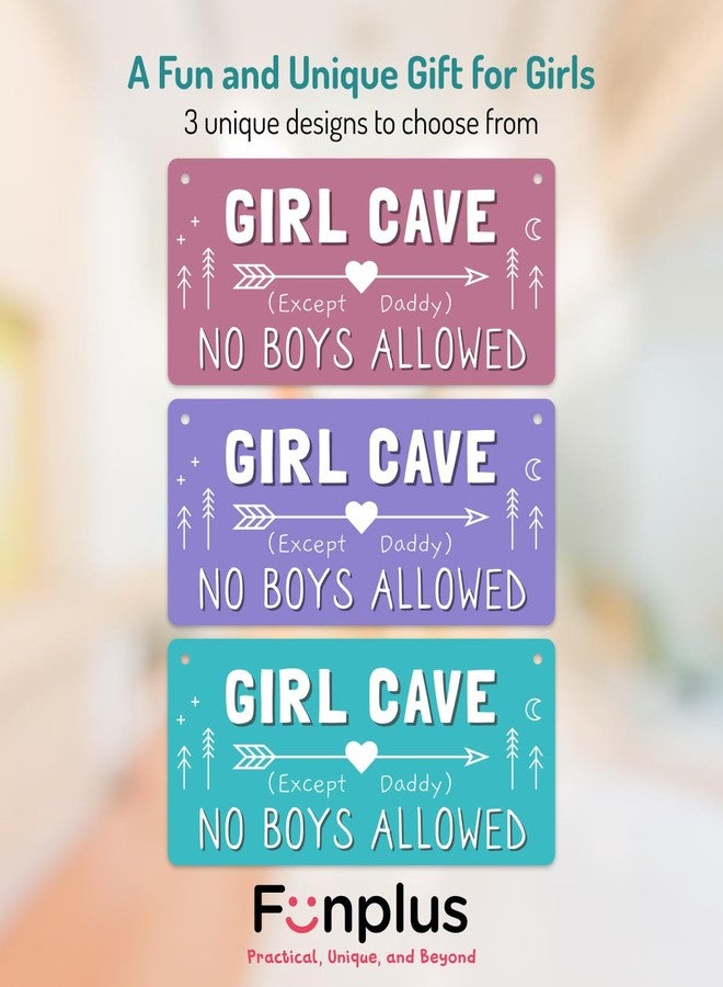 Fun-Plus Girl Cave Sign, 12″x6″ PVC Plastic Wall Decoration Hanging Sign, High Precision Printing, Water Proof, Girls Only Room Decor, No Boys Allowed Except Daddy for Girls Bedroom - Image 5