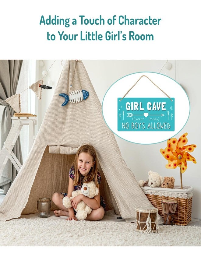 Fun-Plus Girl Cave Sign, 12″x6″ PVC Plastic Wall Decoration Hanging Sign, High Precision Printing, Water Proof, Girls Only Room Decor, No Boys Allowed Except Daddy for Girls Bedroom - Image 4
