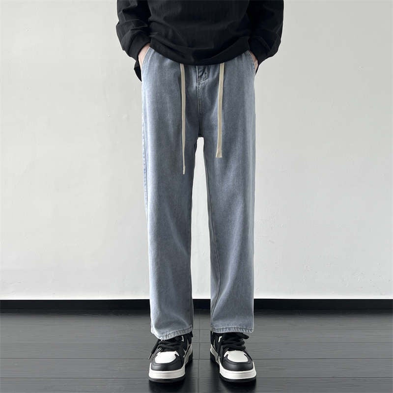 Pants Trendy Brand Handsome Street Men'S 2025 Spring & Fall New Loose Straight Jeans Boys Casual Versatile Pants - Image 1