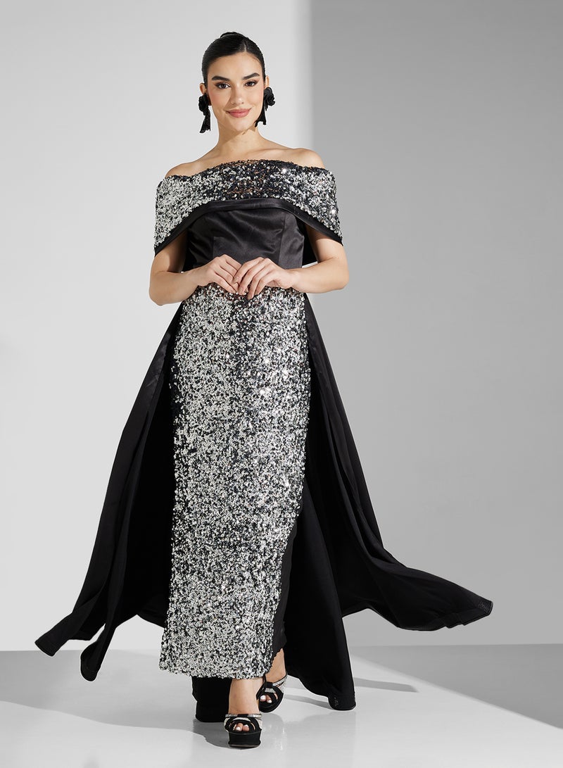 Namshi x Sequin Column Gown - Image 5