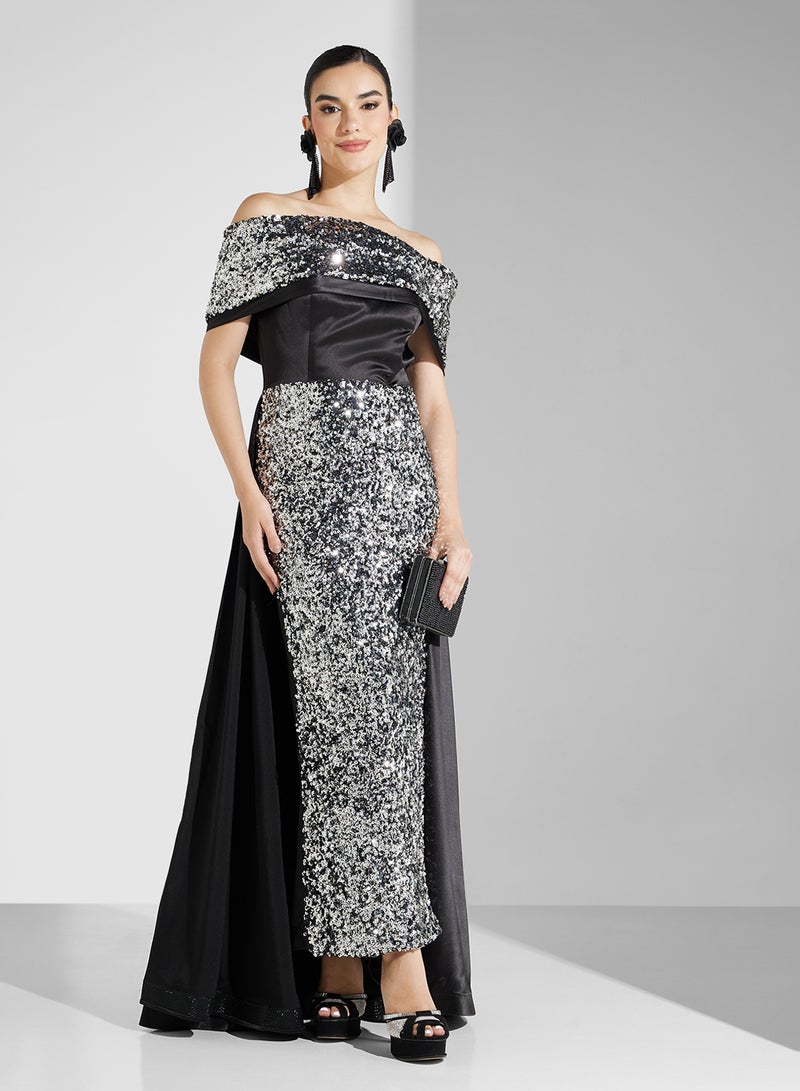 Namshi x Sequin Column Gown - Image 1