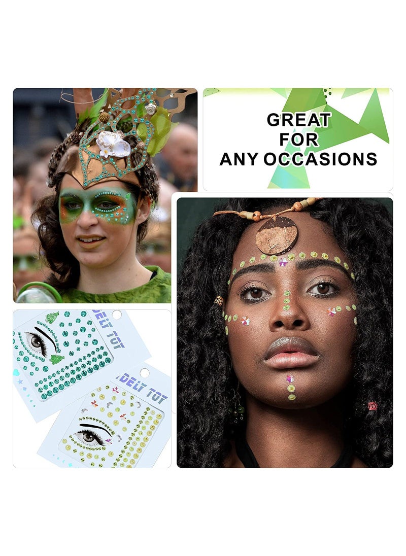Face Gems 8 Sets Face Jewels Stick On Mardi Gras Outfit Accessories For Women Eyeshadow Nail Hair Gems Rhinestones Stickers Face Glitter Body Markers For Makeup - Image 3