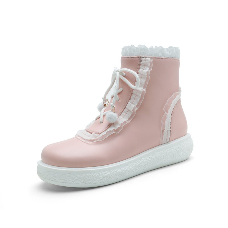 Wish Supply 2024 Casual Flat Boots 28-43 Sweet Lace Middle And Big Children'S Low Boots - Image 1