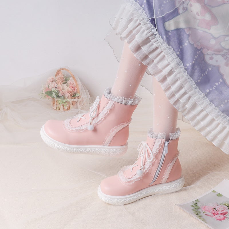 Wish Supply 2024 Casual Flat Boots 28-43 Sweet Lace Middle And Big Children'S Low Boots - Image 5